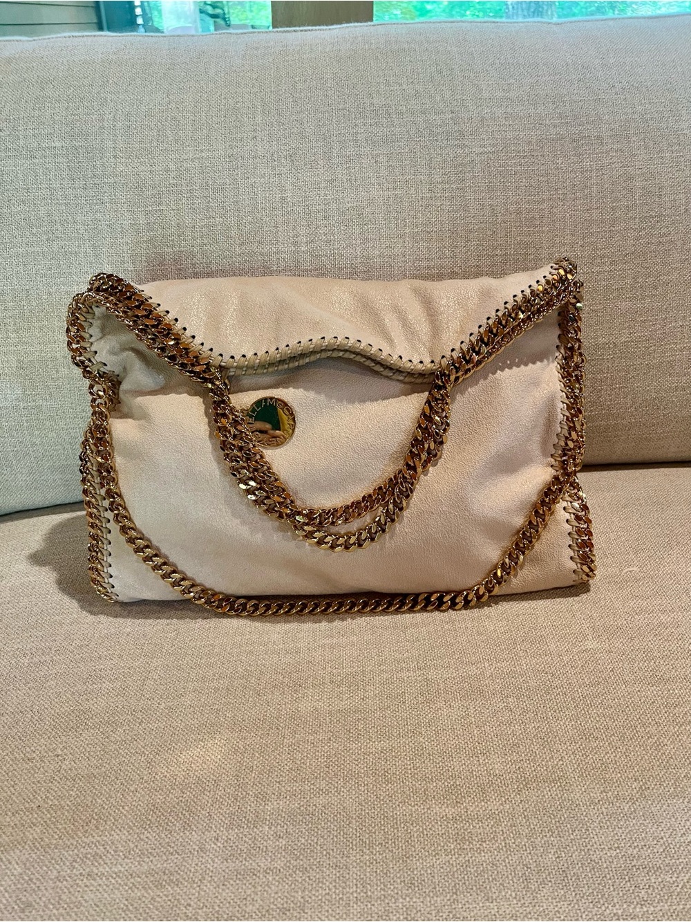 Stella McCartney Falabella Fold-Over Tote Cream Vegan with Gold - Picture 4 of 16
